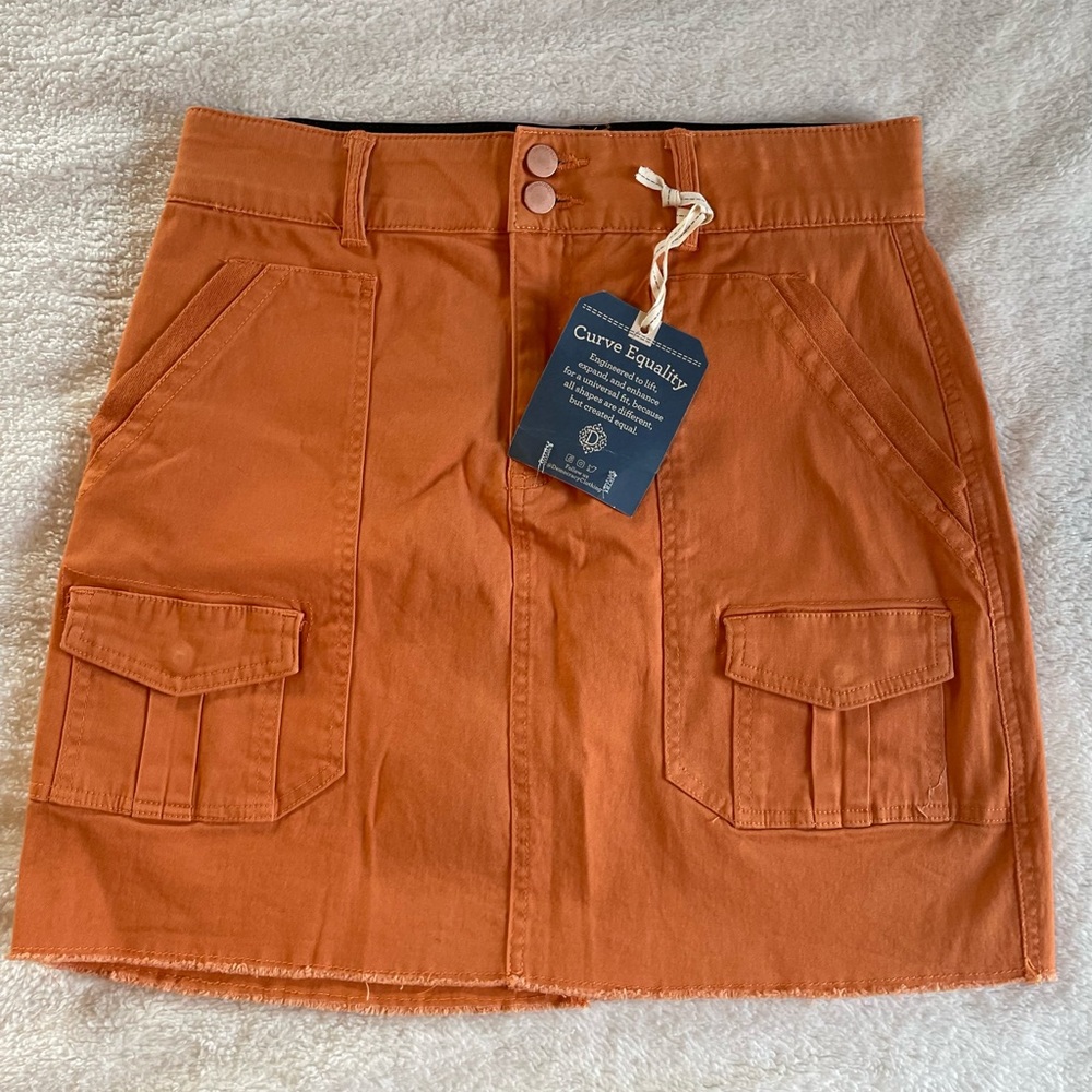 Democracy Rust Orange A-Line Cargo Skirt